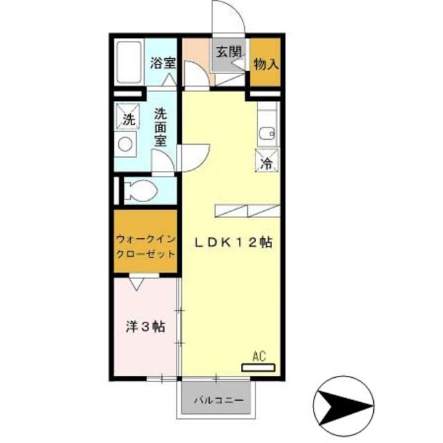 カサベルデB棟(1LDK/1階)の間取り写真