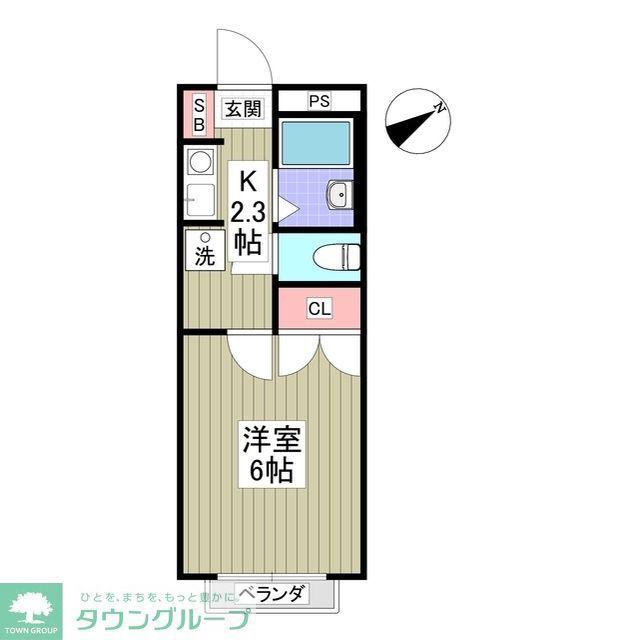 エスポワール小林(1K/2階)の間取り写真