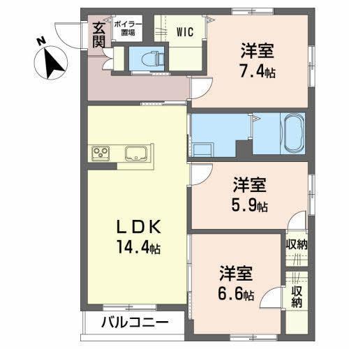 カーサレジオ千秋(3LDK/3階)の間取り写真