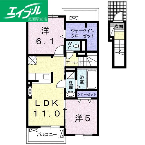 スマイリーIII(2LDK/2階)の間取り写真