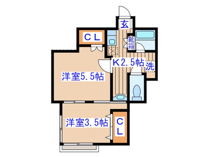 フェイバリット壱番館(2K/3階)の間取り写真