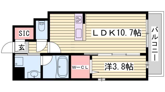 ベラ・ルーナ(1LDK/6階)の間取り写真
