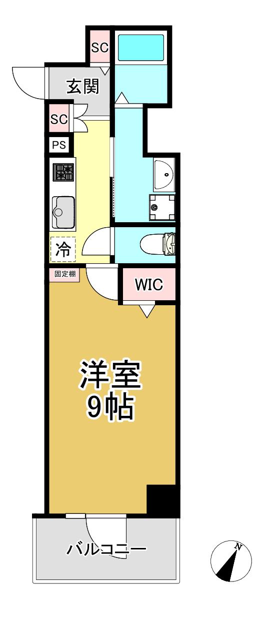 国香通4丁目(1K/2階)の間取り写真