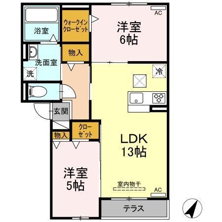 ブリーゼIV(2LDK/1階)の間取り写真