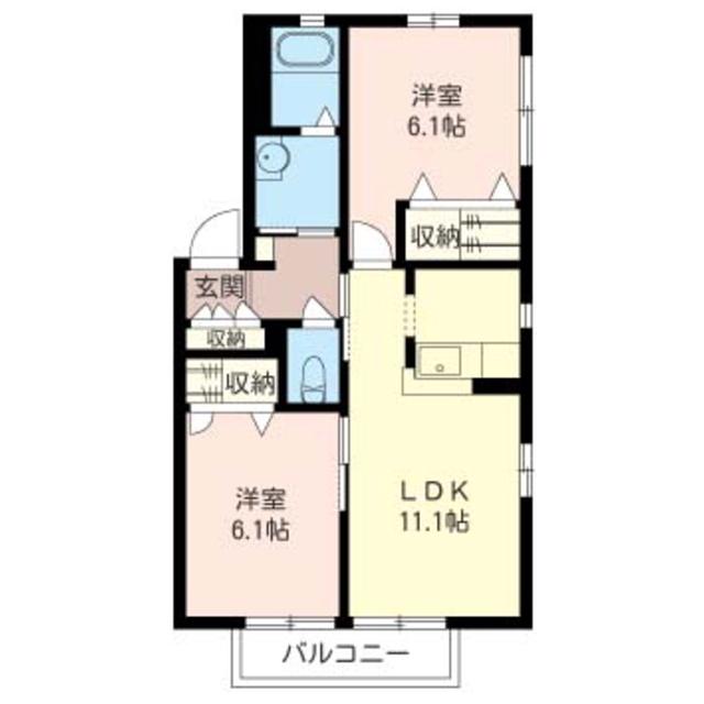 ドミールC(2LDK/2階)の間取り写真