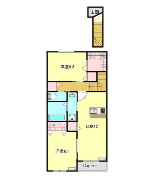 ＪＲ東北本線 館腰駅 徒歩18分 2階建 築1年(2LDK/2階)の間取り写真