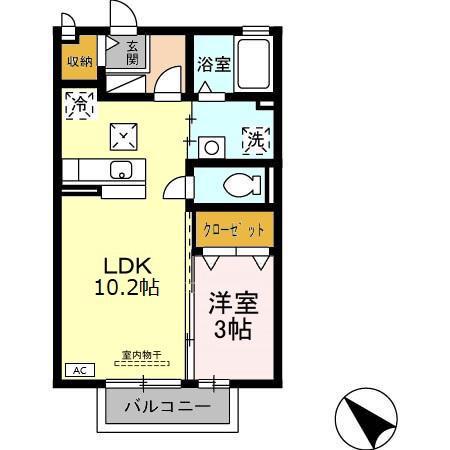 セジュール森乃腰(1LDK/1階)の間取り写真