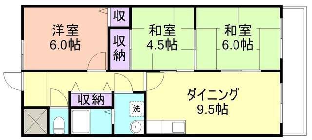 サングリーン中島(3DK/1階)の間取り写真