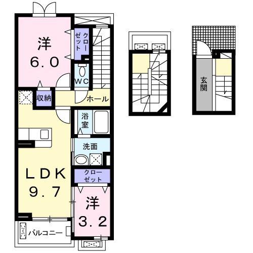 モデッサ フェリーチェ(2LDK/3階)の間取り写真