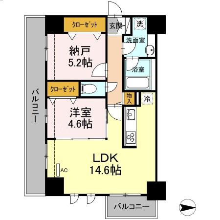 グレイスコート・アイエス(1LDK/1階)の間取り写真
