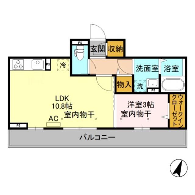 DEARROOM堀之内南(1LDK/2階)の間取り写真