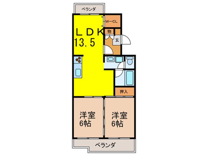 ノビアル鷺沼(2LDK/3階)の間取り写真