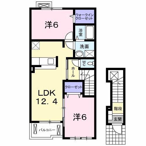 メゾン蒼空 II(2LDK/2階)の間取り写真