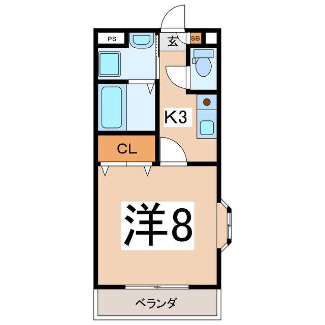 ケイズガーデン(1K/4階)の間取り写真