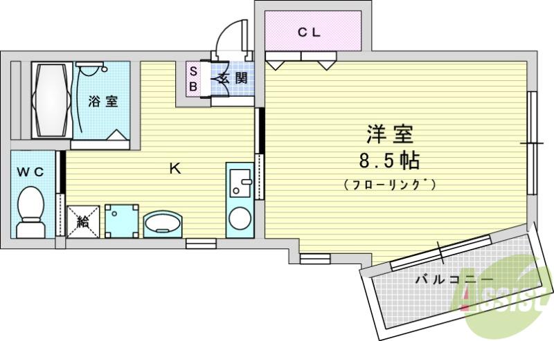 グランディール(1K/2階)の間取り写真