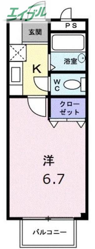 ファミールC(1K/1階)の間取り写真