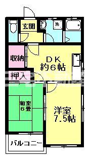 四方田ハイツA(2DK/2階)の間取り写真