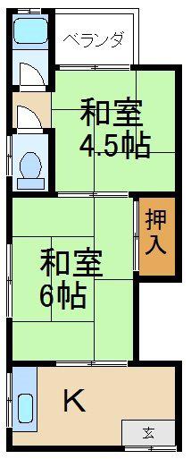 四宮ハイツ香里園5棟(2K/2階)の間取り写真