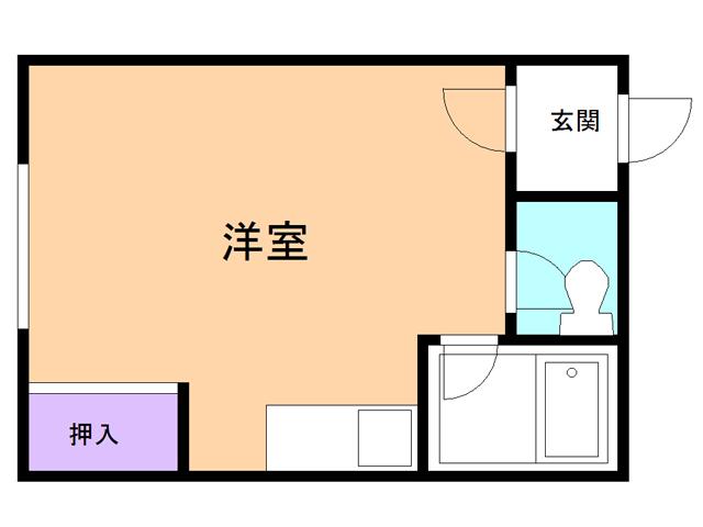 ハイツカレッヂ若草(ワンルーム/1階)の間取り写真