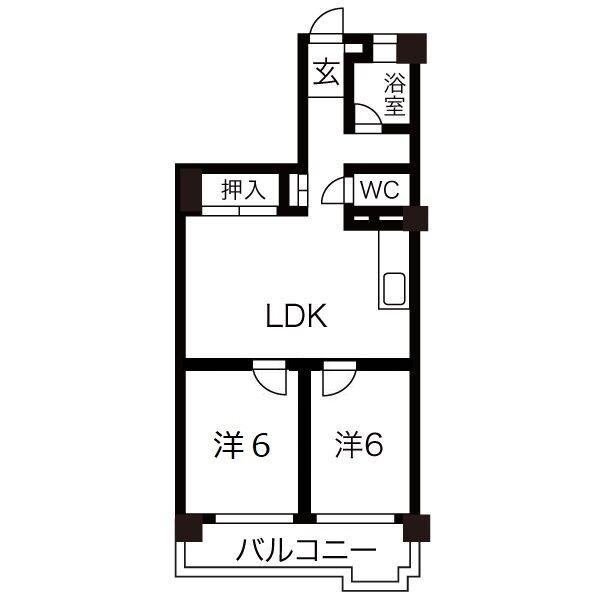 ゴールドパレス香流(2DK/2階)の間取り写真