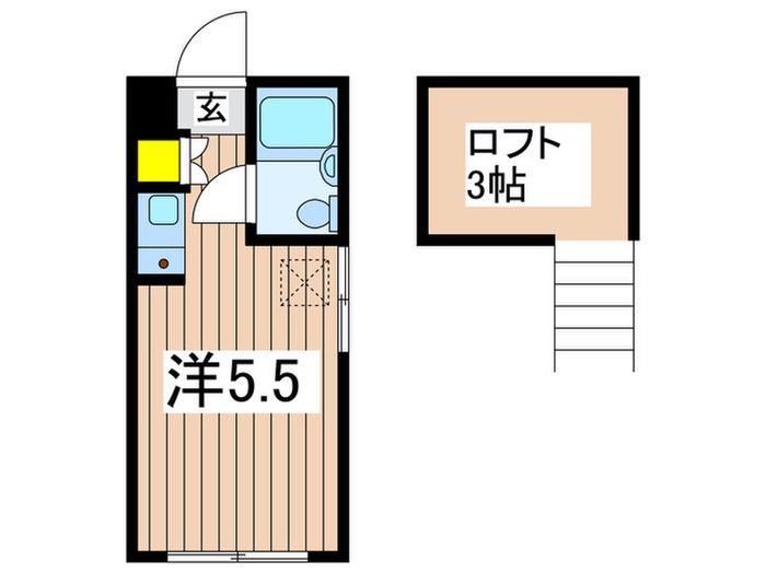 ピュアハウス(ワンルーム/2階)の間取り写真