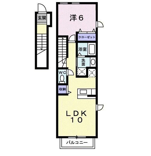 リバーサイド(1LDK/2階)の間取り写真