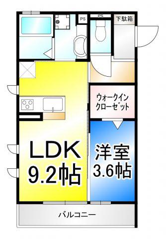 グリーンテラス長野駅東口(1LDK/3階)の間取り写真