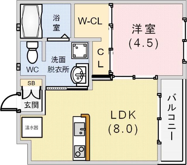 ヴィアーレ南町(1LDK/2階)の間取り写真