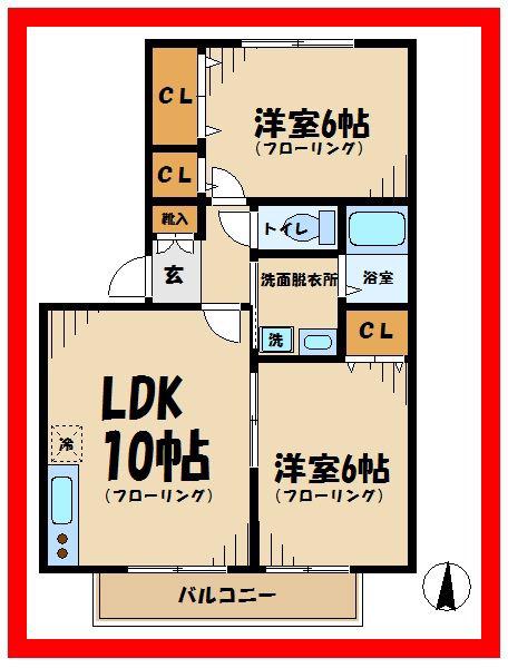 ストークヴィラ(2LDK/1階)の間取り写真