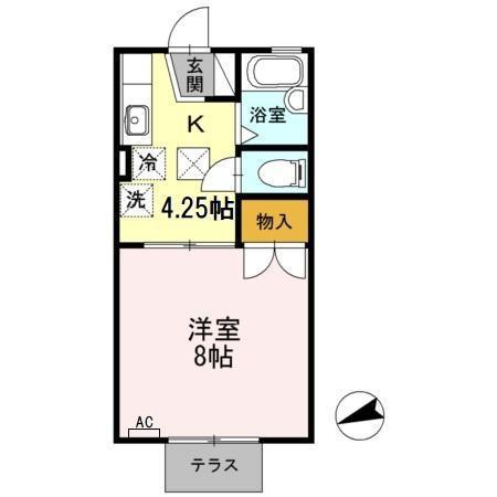 ドミール青笹A(1K/1階)の間取り写真