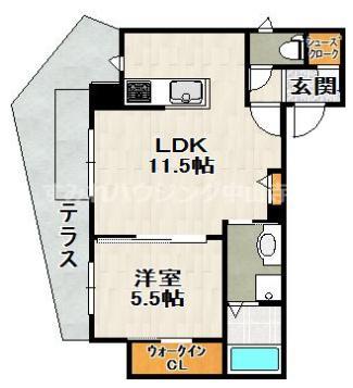 カーサ クォーレ CASA CUORE(1LDK/1階)の間取り写真