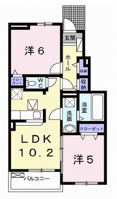 アドラブール・コートVI(2LDK/1階)の間取り写真