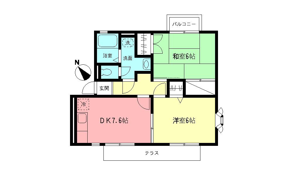 アドミラブール(2DK/1階)の間取り写真