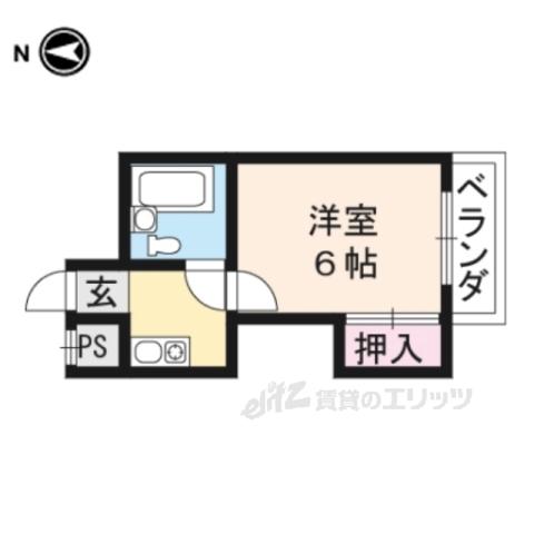 ハウス朝川(1K/2階)の間取り写真
