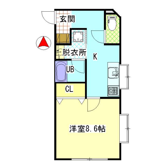 エアフォルク恒久(1DK/1階)の間取り写真