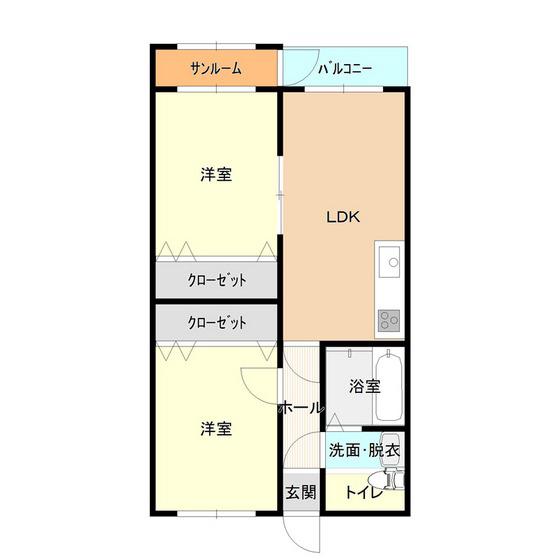 ヴィンテージ(2LDK/2階)の間取り写真