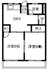 南荘マンション(2DK/3階)の間取り写真
