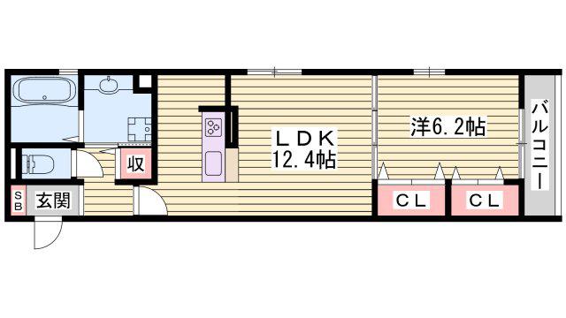 モアレ オークラ(1LDK/1階)の間取り写真