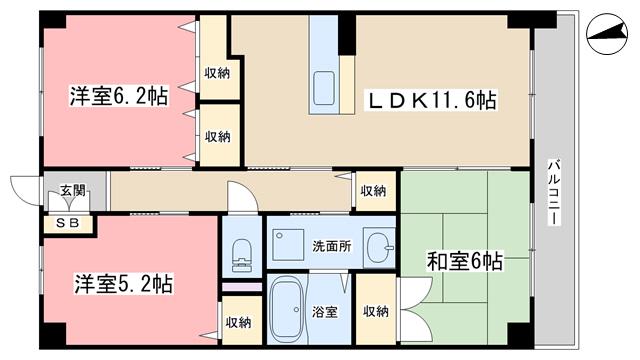 ワンネス21(3LDK/2階)の間取り写真
