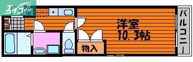 サンピア青江(1K/2階)の間取り写真