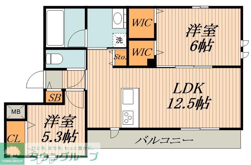 クオーレ谷中(2LDK/3階)の間取り写真