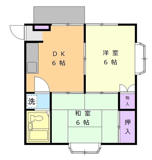ATアパートメント(2DK/2階)の間取り写真