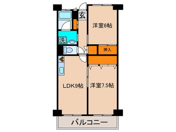 有馬マンション(2LDK/3階)の間取り写真