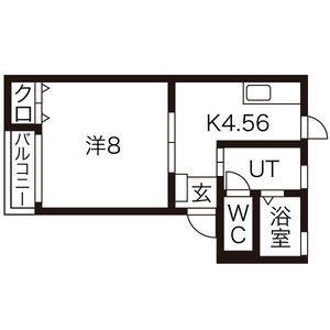 ソレアードN(1K/2階)の間取り写真