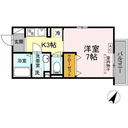エスポワール南太田(ワンルーム/3階)の間取り写真