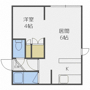 元町クラブハウス(1DK/1階)の間取り写真