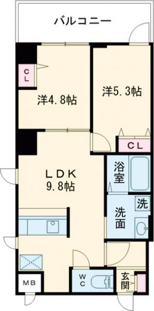 SPLENDID TSUZA(2LDK/4階)の間取り写真