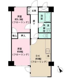 クランドール豪徳寺(2DK/4階)の間取り写真