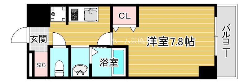 ロイヤルクイーンズパーク浪速(1K/10階)の間取り写真