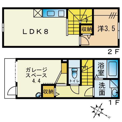 GARAGE HAUS KASUGA(1LDK/1階)の間取り写真